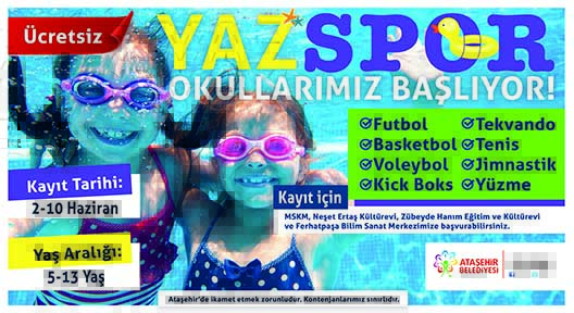 Ataşehir’de Yaz Spor Okulları 8 Dalda Başlıyor