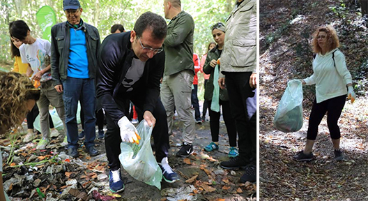 İBB Başkanı İmamoğlu Sarıyer’de Ormanda Çöp Topladı