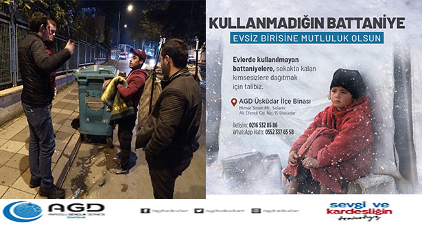 Anadolu Gençlik Derneği Üsküdar’dan Evsizlere Battaniye!