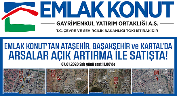 Emlak Konut Ataşehir, Başakşehir, Kartal’da Arsa Satıyor
