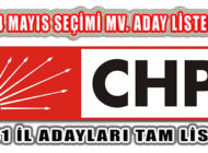 CHP 14 Mayıs Milletvekili Genel Seçimleri Aday Listesi Belli Oldu