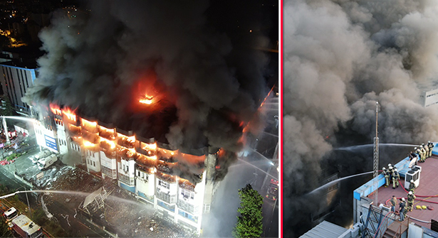 İstanbul Başakşehir’de Fabrikadaki Yangın Söndürme Çalışması Sürüyor